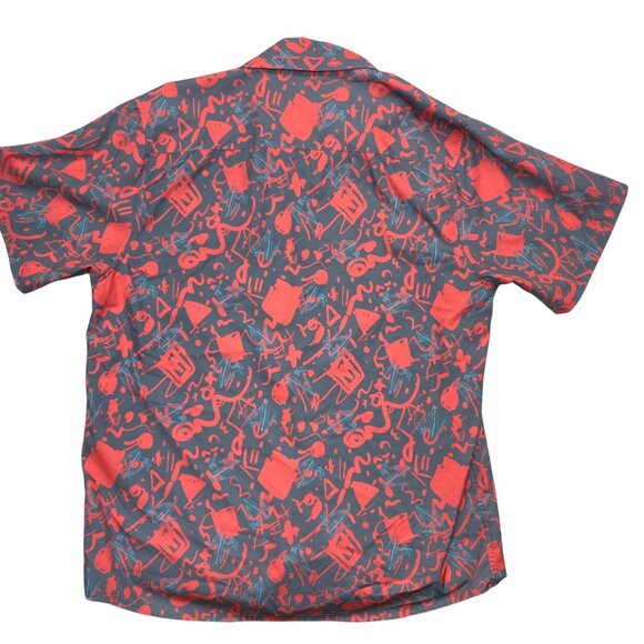 Dixxon Screech Gray/Multicolor Short Sleeve button up Party Shirt Men's Size L - Picture 3 of 8